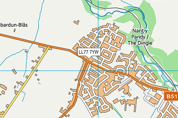 LL77 7YW map - OS VectorMap District (Ordnance Survey)