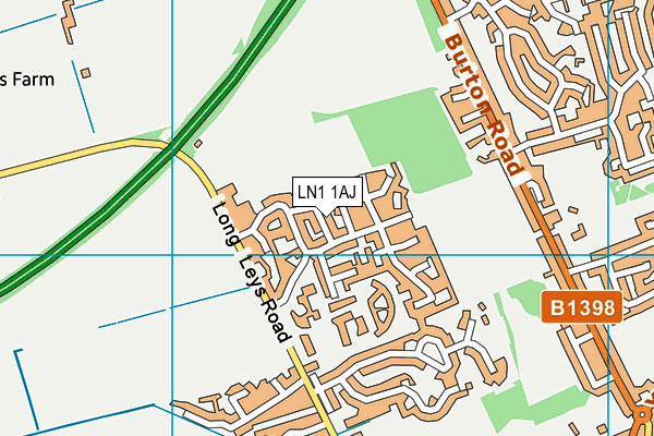 LN1 1AJ map - OS VectorMap District (Ordnance Survey)