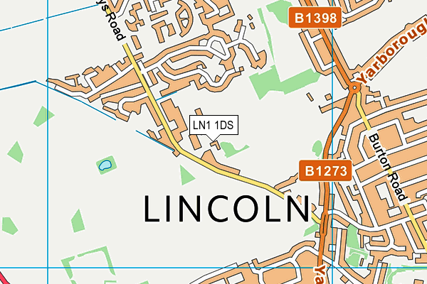 LN1 1DS map - OS VectorMap District (Ordnance Survey)