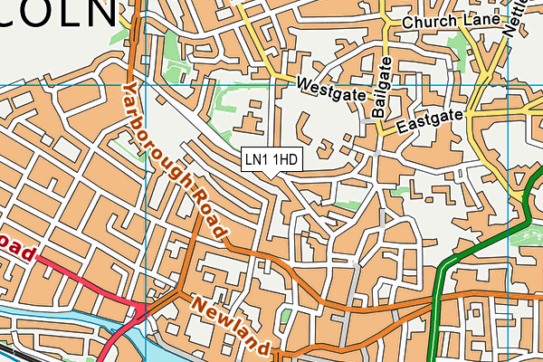 LN1 1HD map - OS VectorMap District (Ordnance Survey)