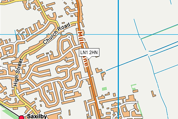 Saxilby Mill Lane (Mill Lane Pitch) map (LN1 2HN) - OS VectorMap District (Ordnance Survey)