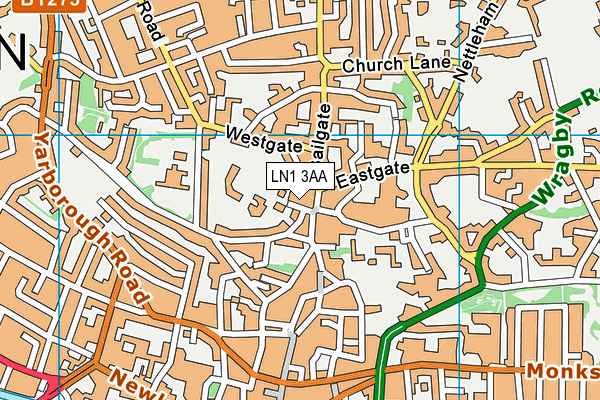 LN1 3AA map - OS VectorMap District (Ordnance Survey)