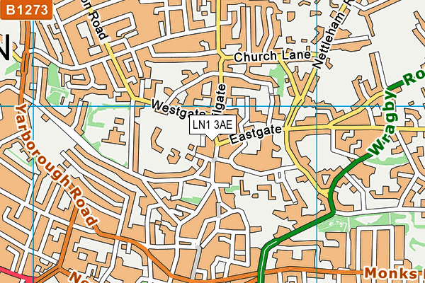 LN1 3AE map - OS VectorMap District (Ordnance Survey)