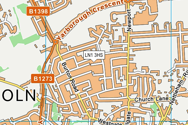 LN1 3HS map - OS VectorMap District (Ordnance Survey)