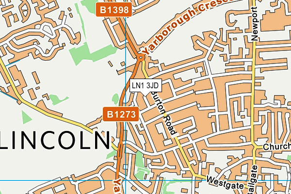 LN1 3JD map - OS VectorMap District (Ordnance Survey)