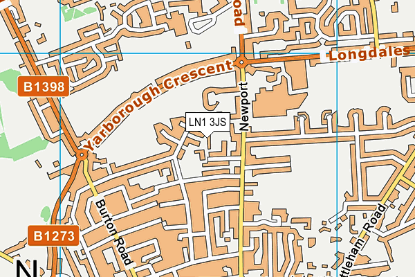 LN1 3JS map - OS VectorMap District (Ordnance Survey)