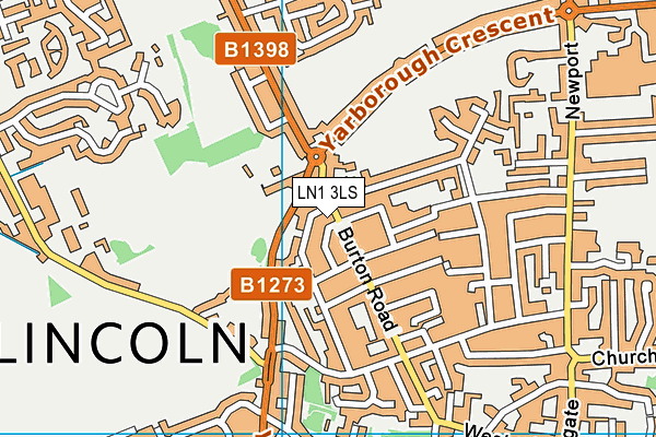 LN1 3LS map - OS VectorMap District (Ordnance Survey)