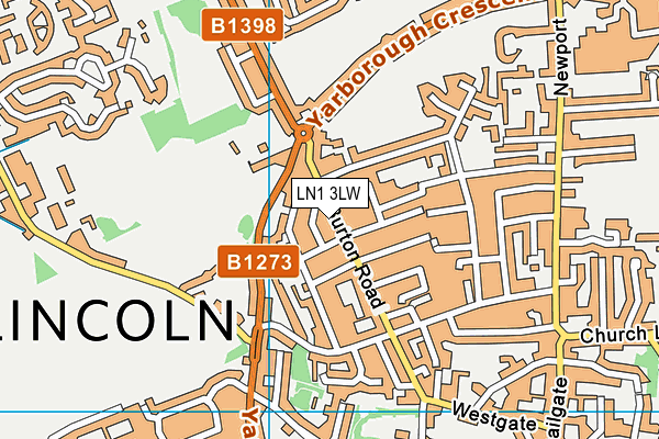 LN1 3LW map - OS VectorMap District (Ordnance Survey)