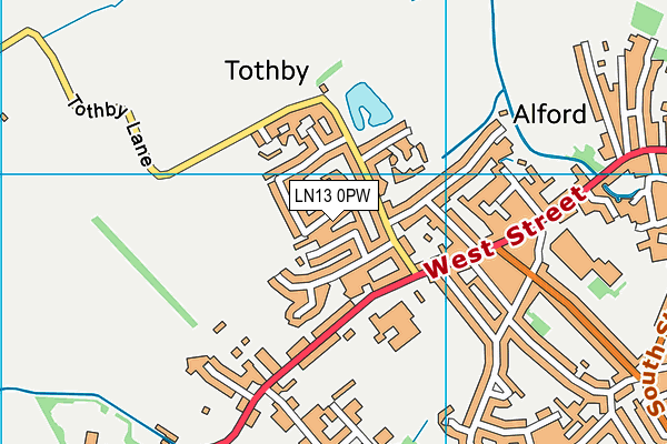 LN13 0PW map - OS VectorMap District (Ordnance Survey)