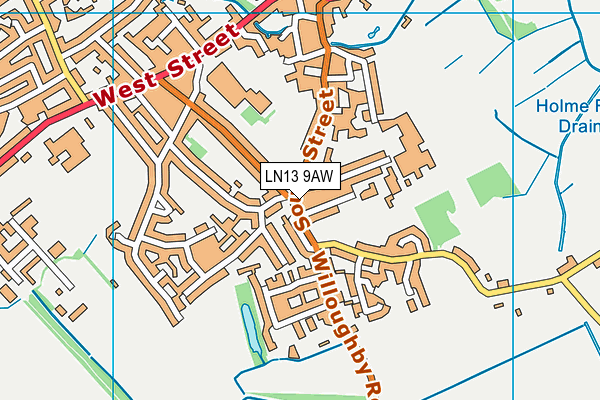 LN13 9AW map - OS VectorMap District (Ordnance Survey)
