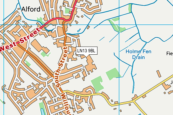 Alford Sports Hall map (LN13 9BL) - OS VectorMap District (Ordnance Survey)