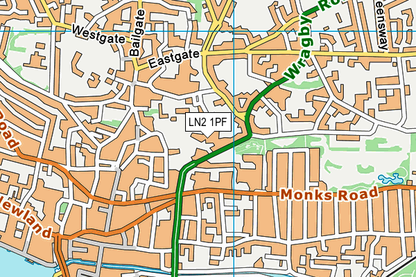 Lincoln UTC map (LN2 1PF) - OS VectorMap District (Ordnance Survey)