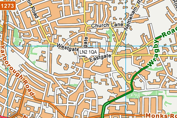 LN2 1QA map - OS VectorMap District (Ordnance Survey)