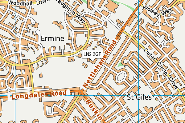 LN2 2GF map - OS VectorMap District (Ordnance Survey)
