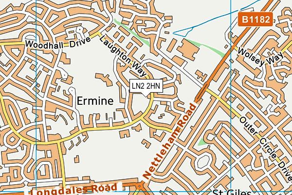 LN2 2HN map - OS VectorMap District (Ordnance Survey)