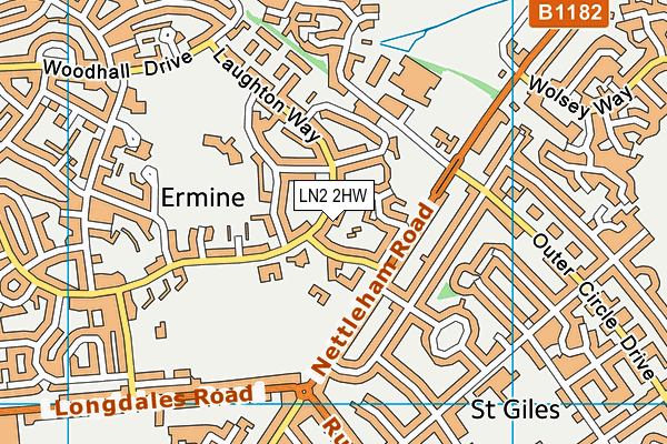 LN2 2HW map - OS VectorMap District (Ordnance Survey)