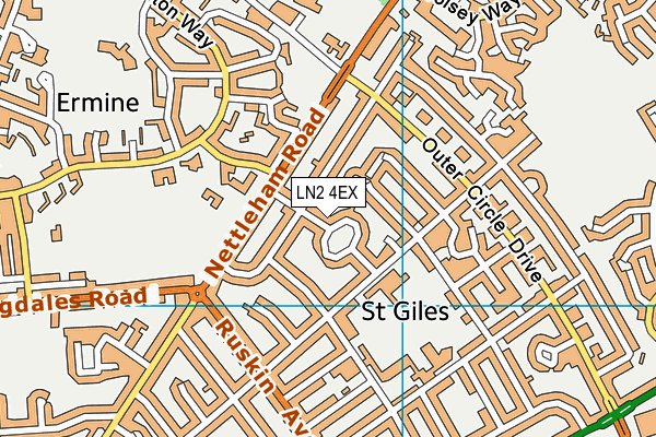 LN2 4EX map - OS VectorMap District (Ordnance Survey)