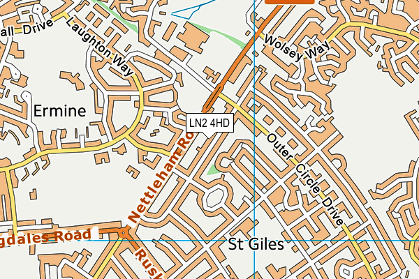 LN2 4HD map - OS VectorMap District (Ordnance Survey)