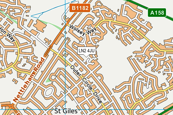 LN2 4JU map - OS VectorMap District (Ordnance Survey)