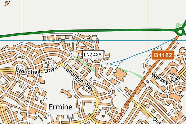 LN2 4XA map - OS VectorMap District (Ordnance Survey)