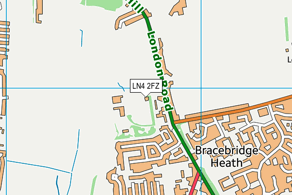 Bracebridge Heath Cricket Sports And Social Club map (LN4 2FZ) - OS VectorMap District (Ordnance Survey)