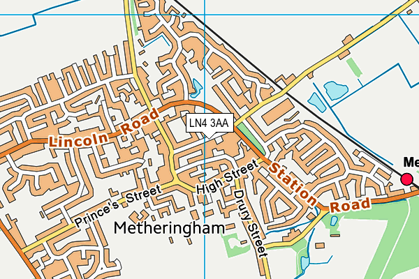 Metheringham Squash Rackets Club map (LN4 3AA) - OS VectorMap District (Ordnance Survey)
