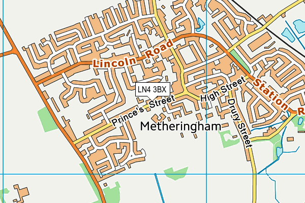 Metheringham Sports Field map (LN4 3BX) - OS VectorMap District (Ordnance Survey)
