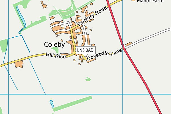 LN5 0AD map - OS VectorMap District (Ordnance Survey)