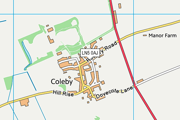 Coleby Playing Field map (LN5 0AJ) - OS VectorMap District (Ordnance Survey)