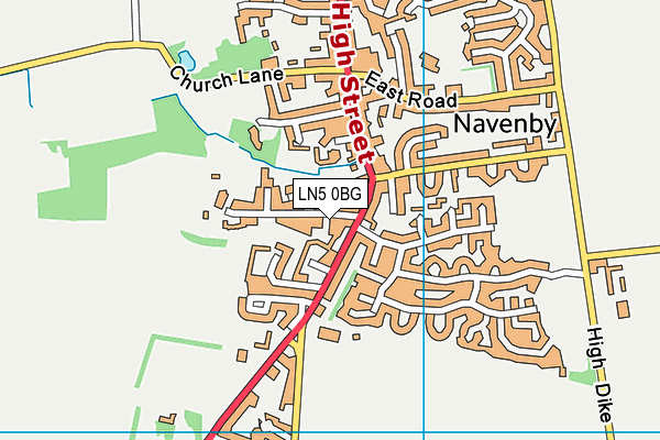 LN5 0BG map - OS VectorMap District (Ordnance Survey)