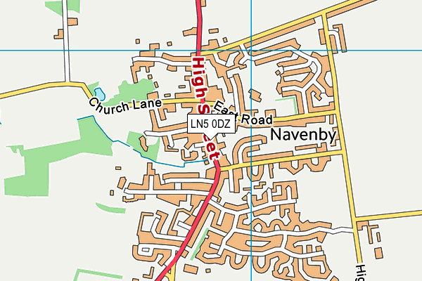 LN5 0DZ map - OS VectorMap District (Ordnance Survey)