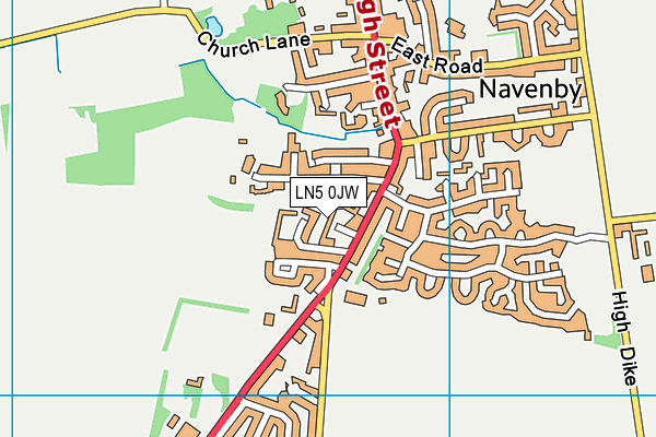 LN5 0JW map - OS VectorMap District (Ordnance Survey)