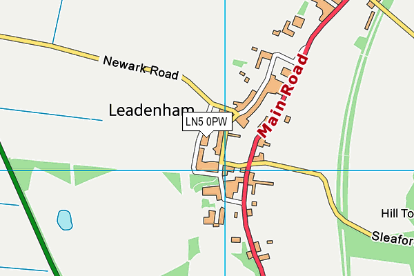 LN5 0PW map - OS VectorMap District (Ordnance Survey)