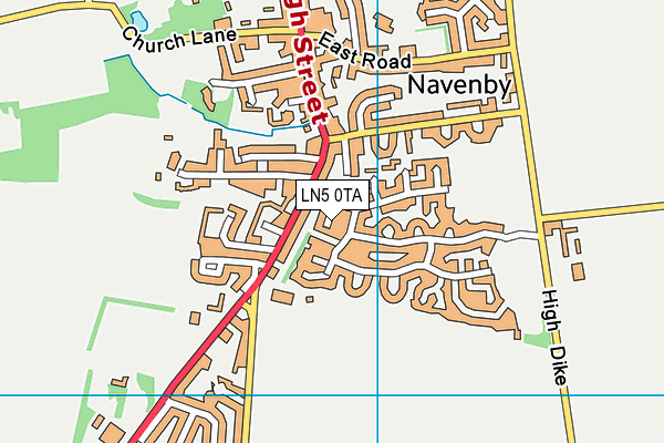 LN5 0TA map - OS VectorMap District (Ordnance Survey)