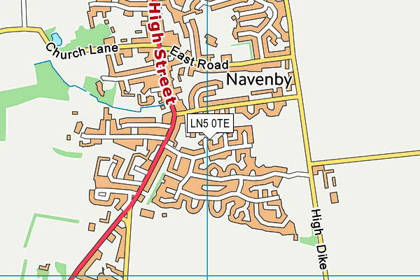 LN5 0TE map - OS VectorMap District (Ordnance Survey)