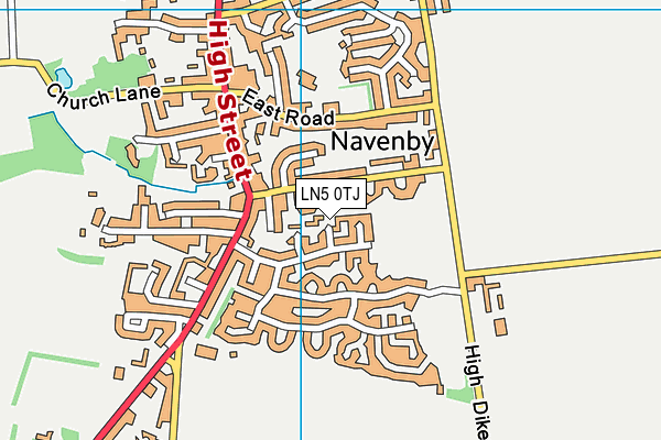 LN5 0TJ map - OS VectorMap District (Ordnance Survey)