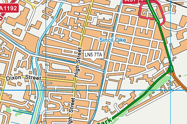LN5 7TA map - OS VectorMap District (Ordnance Survey)