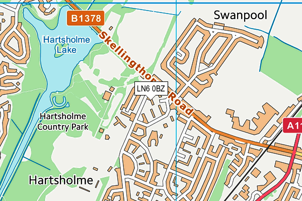 LN6 0BZ map - OS VectorMap District (Ordnance Survey)