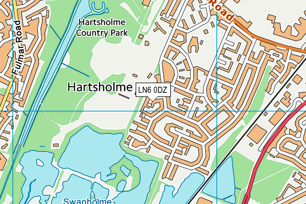 LN6 0DZ map - OS VectorMap District (Ordnance Survey)