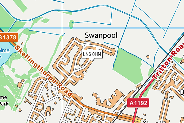 LN6 0HN map - OS VectorMap District (Ordnance Survey)