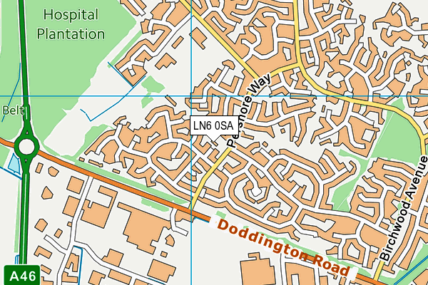 LN6 0SA map - OS VectorMap District (Ordnance Survey)