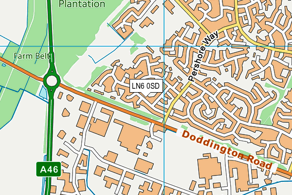 LN6 0SD map - OS VectorMap District (Ordnance Survey)