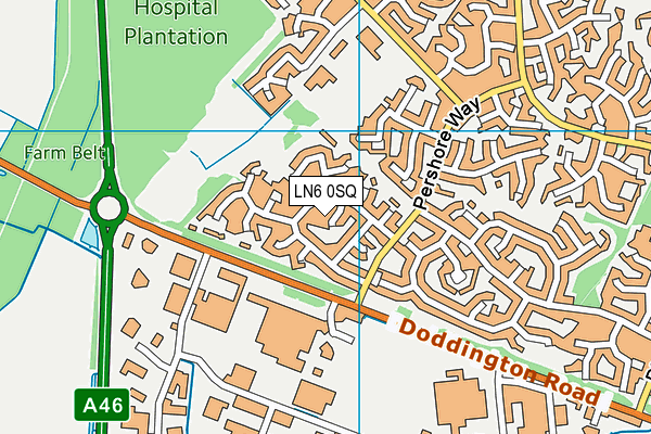 LN6 0SQ map - OS VectorMap District (Ordnance Survey)
