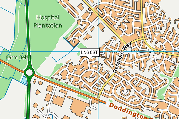 LN6 0ST map - OS VectorMap District (Ordnance Survey)