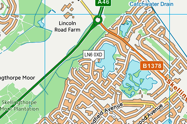 LN6 0XD map - OS VectorMap District (Ordnance Survey)
