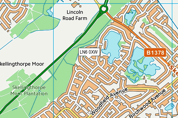 LN6 0XW map - OS VectorMap District (Ordnance Survey)
