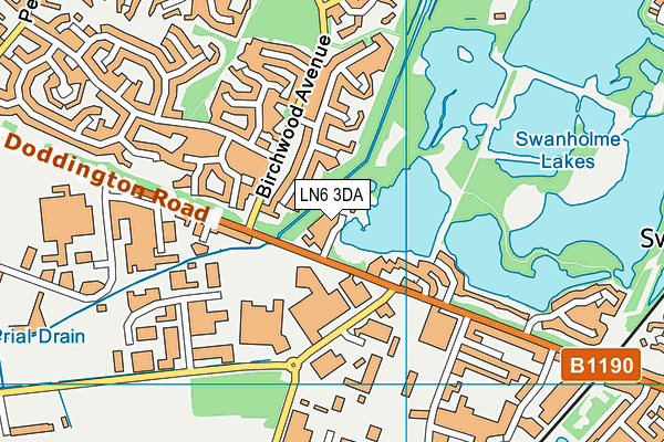 LN6 3DA map - OS VectorMap District (Ordnance Survey)