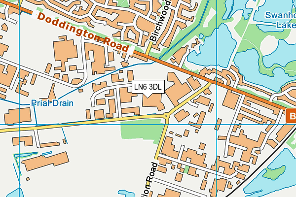 LN6 3DL map - OS VectorMap District (Ordnance Survey)