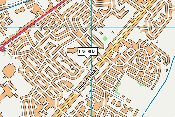 LN6 8DZ map - OS VectorMap District (Ordnance Survey)
