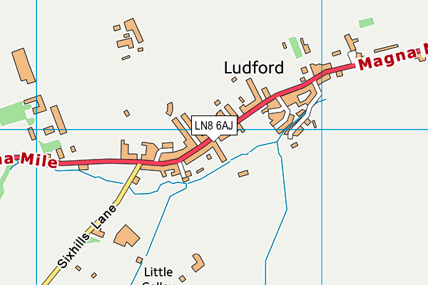 Ludford Playing Field map (LN8 6AJ) - OS VectorMap District (Ordnance Survey)